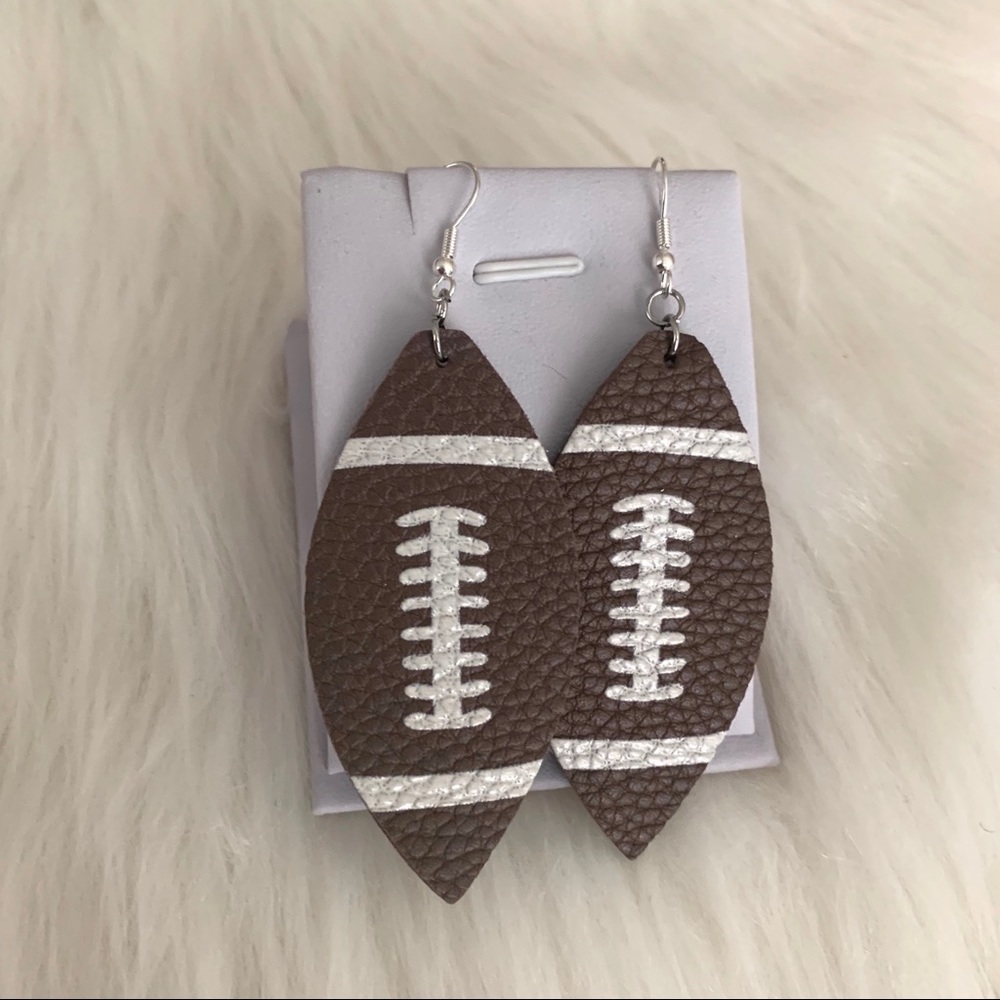 NWT Football Faux Leather Earrings